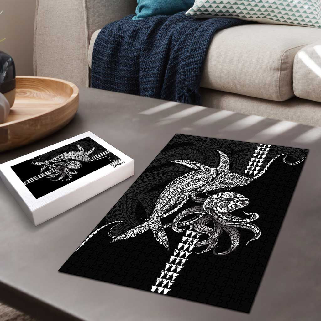 Kanaloa Aloha Hawaii Puzzle Humpback Whale Octopus Tattoo Kakau Pattern LT14 - Polynesian Pride