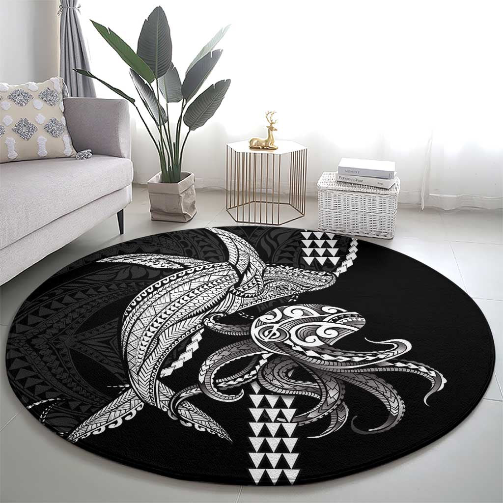 Kanaloa Aloha Hawaii Round Carpet Humpback Whale Octopus Tattoo Kakau Pattern LT14 - Polynesian Pride