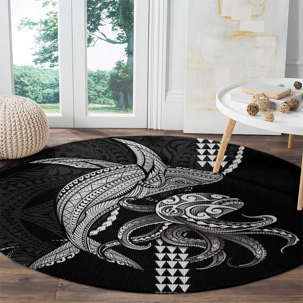Kanaloa Aloha Hawaii Round Carpet Humpback Whale Octopus Tattoo Kakau Pattern LT14 - Polynesian Pride