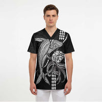 Kanaloa Aloha Hawaii Scrub Top Humpback Whale Octopus Tattoo Kakau Pattern LT14 - Polynesian Pride
