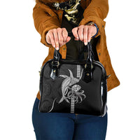 Kanaloa Aloha Hawaii Shoulder Handbag Humpback Whale Octopus Tattoo Kakau Pattern LT14 One Size Black - Polynesian Pride
