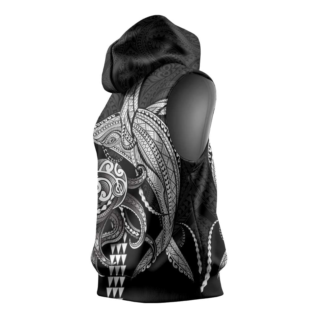 Kanaloa Aloha Hawaii Sleeveless Hoodie Humpback Whale Octopus Tattoo Kakau Pattern LT14 - Polynesian Pride