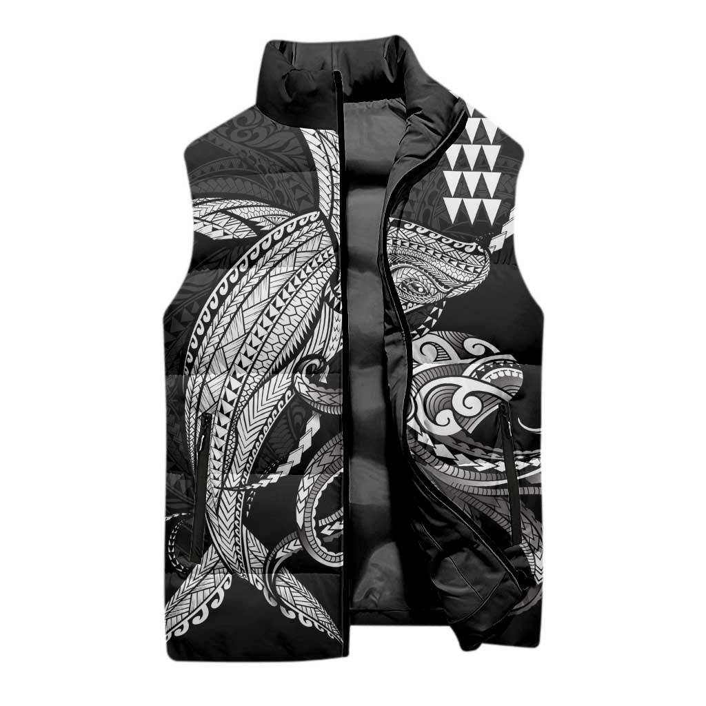 Kanaloa Aloha Hawaii Sleeveless Puffer Jacket Humpback Whale Octopus Tattoo Kakau Pattern LT14 - Polynesian Pride