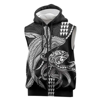 Kanaloa Aloha Hawaii Sleeveless Zip Hoodie Humpback Whale Octopus Tattoo Kakau Pattern LT14 Black - Polynesian Pride