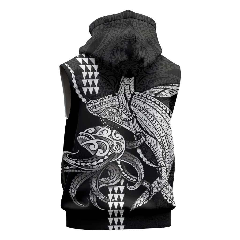 Kanaloa Aloha Hawaii Sleeveless Zip Hoodie Humpback Whale Octopus Tattoo Kakau Pattern LT14 - Polynesian Pride