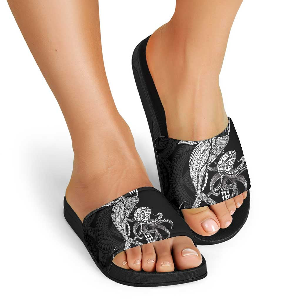 Kanaloa Aloha Hawaii Slide Sandals Humpback Whale Octopus Tattoo Kakau Pattern LT14 - Polynesian Pride