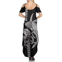 Kanaloa Aloha Hawaii Summer Maxi Dress Humpback Whale Octopus Tattoo Kakau Pattern