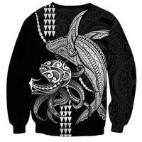 Kanaloa Aloha Hawaii Sweatshirt Humpback Whale Octopus Tattoo Kakau Pattern LT14 - Polynesian Pride