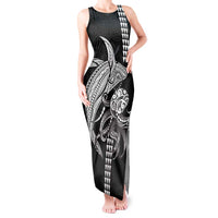 Kanaloa Aloha Hawaii Tank Maxi Dress Humpback Whale Octopus Tattoo Kakau Pattern LT14 Women Black - Polynesian Pride