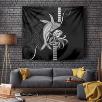 Kanaloa Aloha Hawaii Tapestry Humpback Whale Octopus Tattoo Kakau Pattern LT14 Black - Polynesian Pride