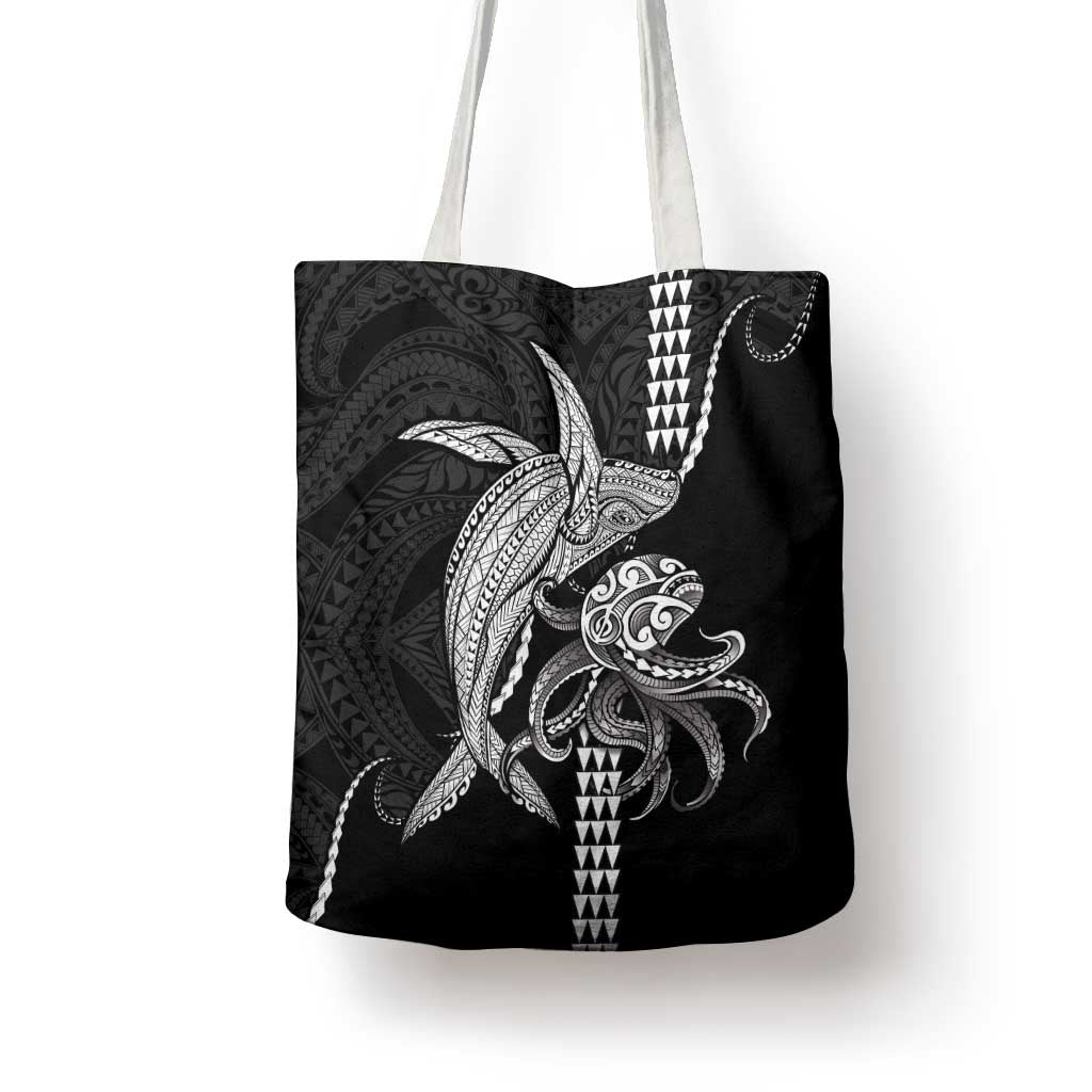 Kanaloa Aloha Hawaii Tote Bag Humpback Whale Octopus Tattoo Kakau Pattern LT14 - Polynesian Pride