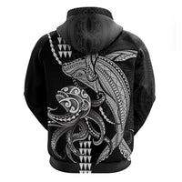 Kanaloa Aloha Hawaii Zip Hoodie Humpback Whale Octopus Tattoo Kakau Pattern LT14 - Polynesian Pride