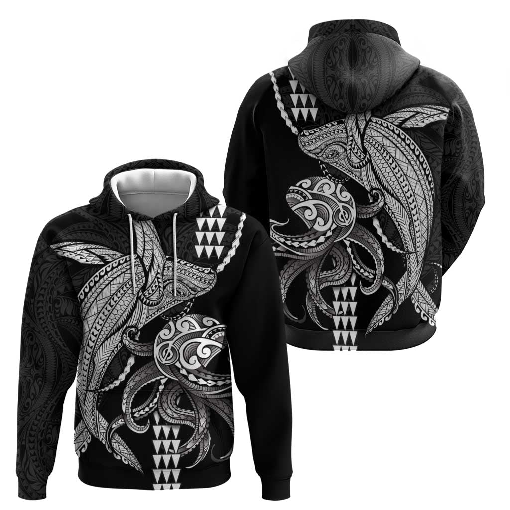 Kanaloa Aloha Hawaii Zip Hoodie Humpback Whale Octopus Tattoo Kakau Pattern LT14 - Polynesian Pride