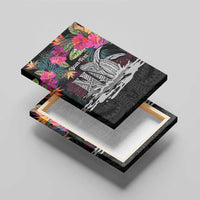 Personalised Hawaii Canvas Wall Art Humpback Whale Tattoo With Tropical Flowers Black LT14 - Polynesian Pride