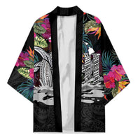 Personalised Hawaii Kimono Humpback Whale Tattoo With Tropical Flowers Black LT14 Unisex Black - Polynesian Pride