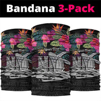 Personalised Hawaii Neck Gaiter Humpback Whale Tattoo With Tropical Flowers Black LT14 package One Size: 25*50cm Black - Polynesian Pride
