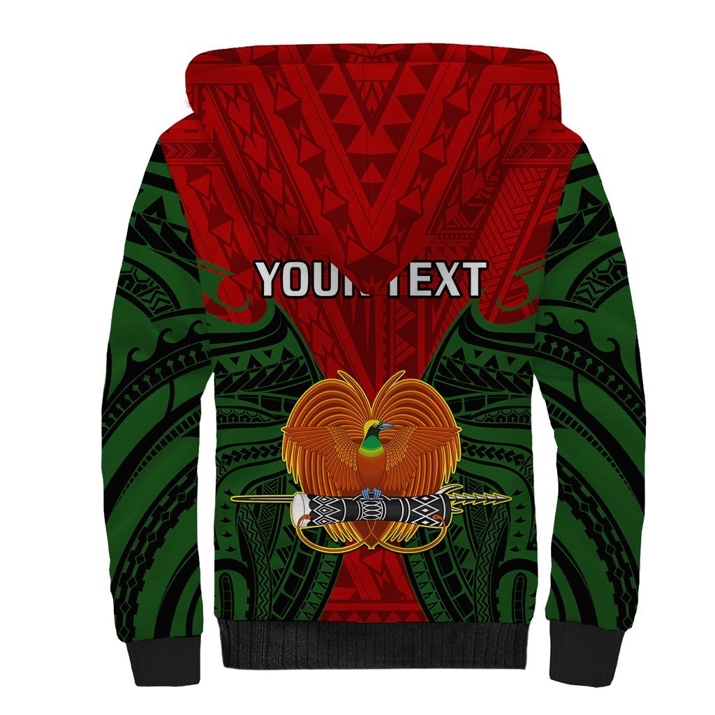 (Custom Personalised) Papua New Guinea Sherpa Hoodie Chimbu Province Mix Coat Of Arms Polynesian Art LT14 - Polynesian Pride