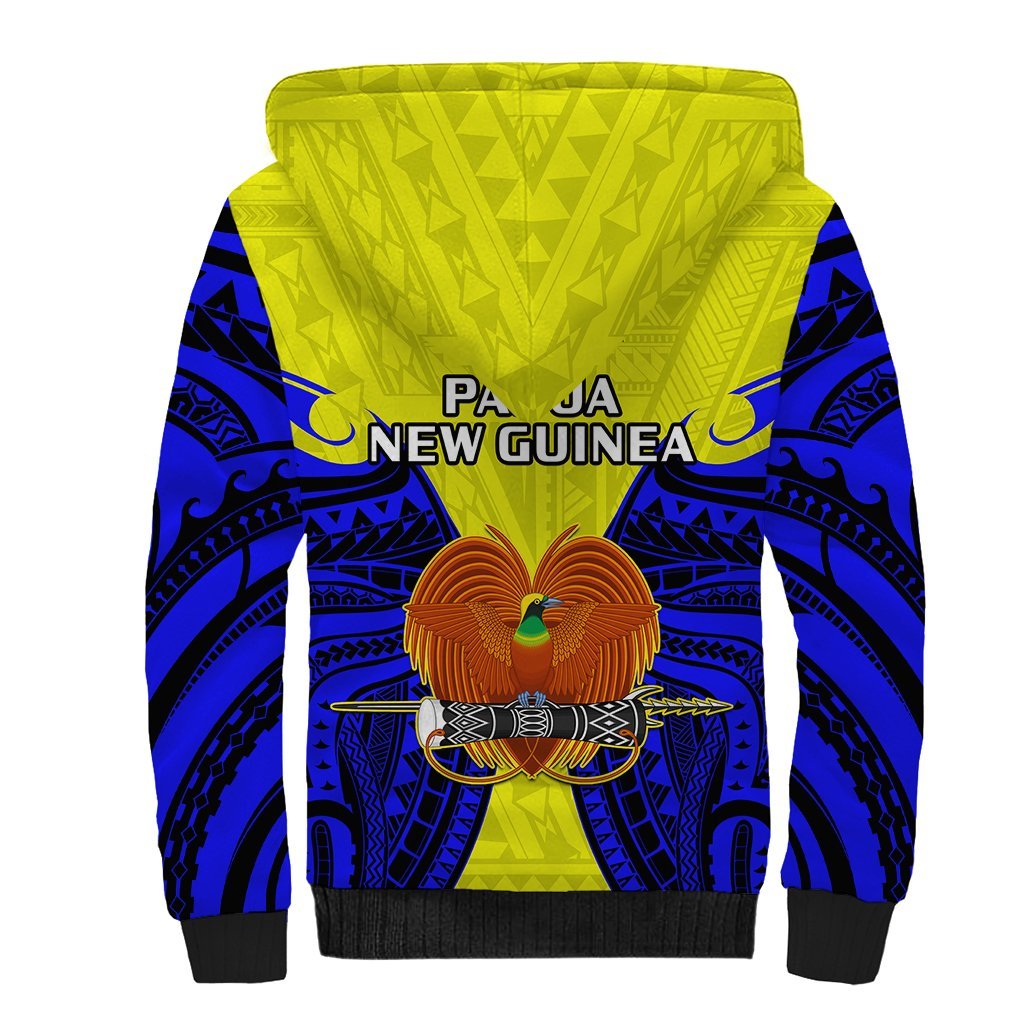 Papua New Guinea Sherpa Hoodie Morobe Province Mix Coat Of Arms Polynesian Art LT14 - Polynesian Pride