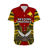 (Custom Personalised) Papua New Guinea Hawaiian Shirt Western Province Mix Coat Of Arms Polynesian Art LT14 - Polynesian Pride