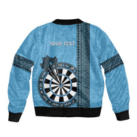 Personalised Fiji Darts Bomber Jacket Fijian Tapa Pattern - Blue