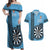 Personalised Fiji Darts Couples Matching Off Shoulder Maxi Dress and Hawaiian Shirt Fijian Tapa Pattern - Blue