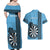 Personalised Fiji Darts Couples Matching Off Shoulder Maxi Dress and Hawaiian Shirt Fijian Tapa Pattern - Blue