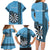 Personalised Fiji Darts Family Matching Long Sleeve Bodycon Dress and Hawaiian Shirt Fijian Tapa Pattern - Blue