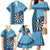 Personalised Fiji Darts Family Matching Mermaid Dress and Hawaiian Shirt Fijian Tapa Pattern - Blue