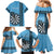 Personalised Fiji Darts Family Matching Mermaid Dress and Hawaiian Shirt Fijian Tapa Pattern - Blue