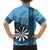 Personalised Fiji Darts Family Matching Off The Shoulder Long Sleeve Dress and Hawaiian Shirt Fijian Tapa Pattern - Blue