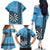 Personalised Fiji Darts Family Matching Off The Shoulder Long Sleeve Dress and Hawaiian Shirt Fijian Tapa Pattern - Blue