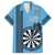 Personalised Fiji Darts Family Matching Off The Shoulder Long Sleeve Dress and Hawaiian Shirt Fijian Tapa Pattern - Blue