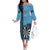 Personalised Fiji Darts Family Matching Off The Shoulder Long Sleeve Dress and Hawaiian Shirt Fijian Tapa Pattern - Blue