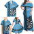 Personalised Fiji Darts Family Matching Off Shoulder Maxi Dress and Hawaiian Shirt Fijian Tapa Pattern - Blue