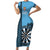 Personalised Fiji Darts Family Matching Short Sleeve Bodycon Dress and Hawaiian Shirt Fijian Tapa Pattern - Blue