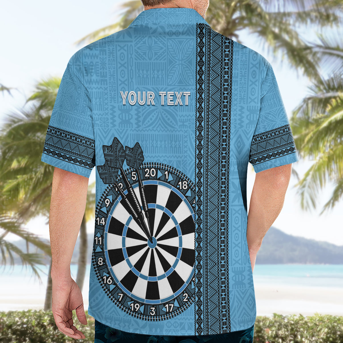 Personalised Fiji Darts Hawaiian Shirt Fijian Tapa Pattern - Blue