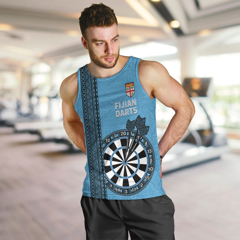 Personalised Fiji Darts Men Tank Top Fijian Tapa Pattern - Blue