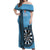 Personalised Fiji Darts Off Shoulder Maxi Dress Fijian Tapa Pattern - Blue