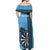 Personalised Fiji Darts Off Shoulder Maxi Dress Fijian Tapa Pattern - Blue