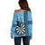 Personalised Fiji Darts Off Shoulder Sweater Fijian Tapa Pattern - Blue