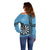 Personalised Fiji Darts Off Shoulder Sweater Fijian Tapa Pattern - Blue