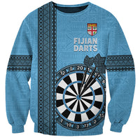 Personalised Fiji Darts Sweatshirt Fijian Tapa Pattern - Blue