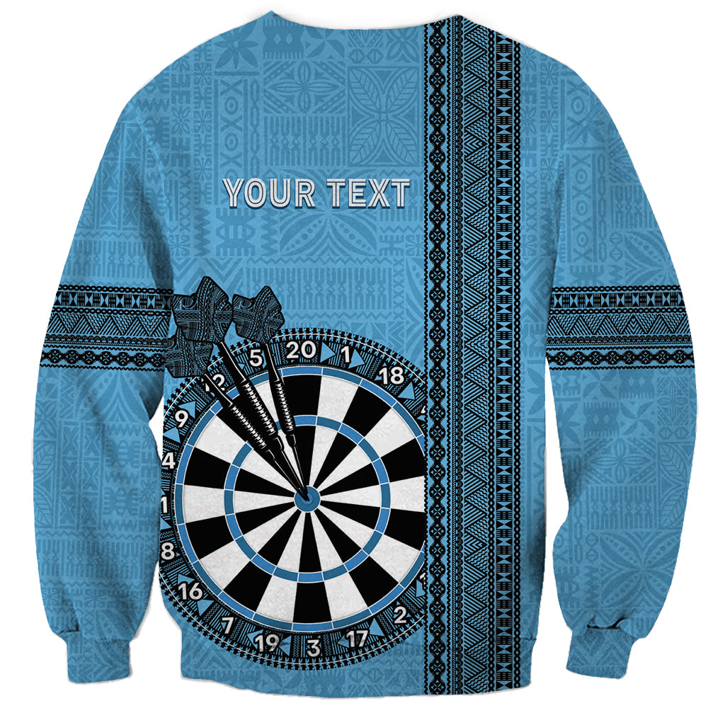 Personalised Fiji Darts Sweatshirt Fijian Tapa Pattern - Blue