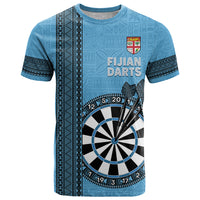 Personalised Fiji Darts T Shirt Fijian Tapa Pattern - Blue