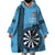 Personalised Fiji Darts Wearable Blanket Hoodie Fijian Tapa Pattern - Blue