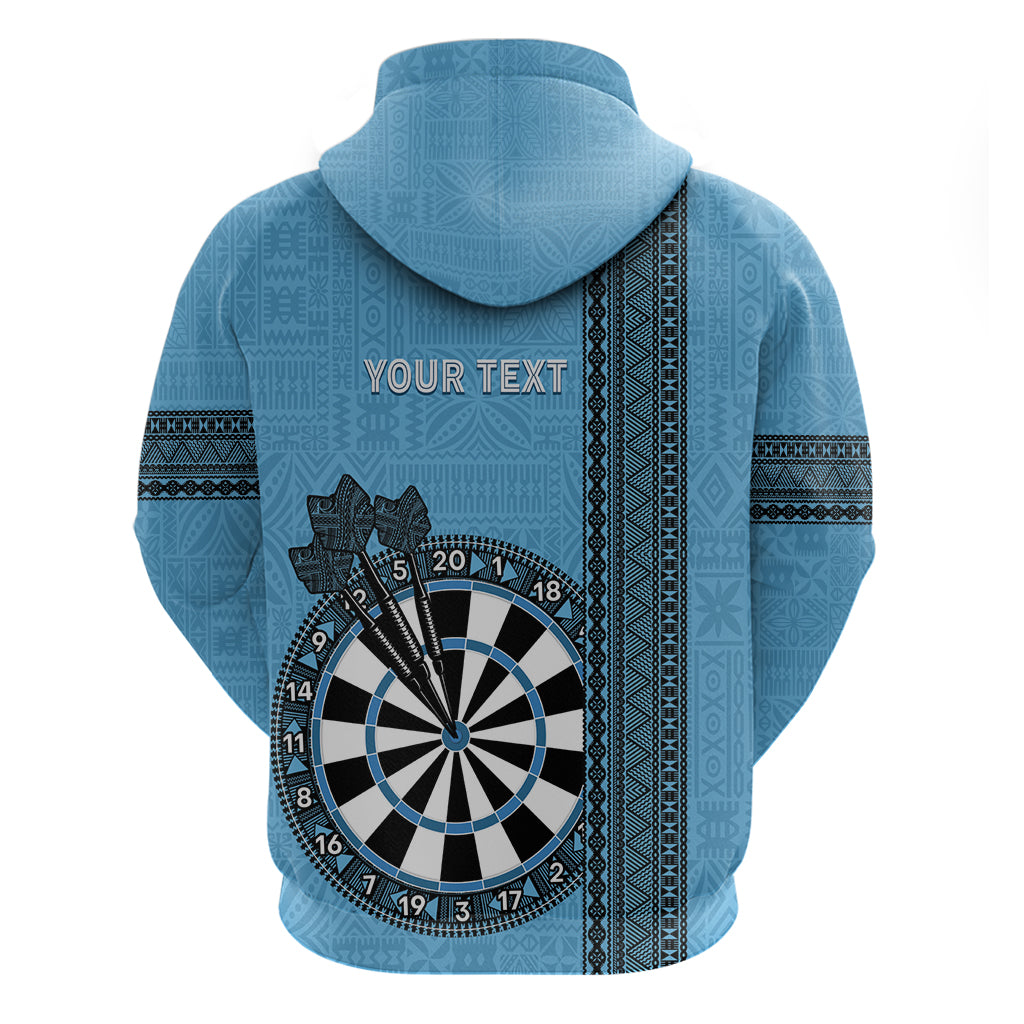 Personalised Fiji Darts Zip Hoodie Fijian Tapa Pattern - Blue