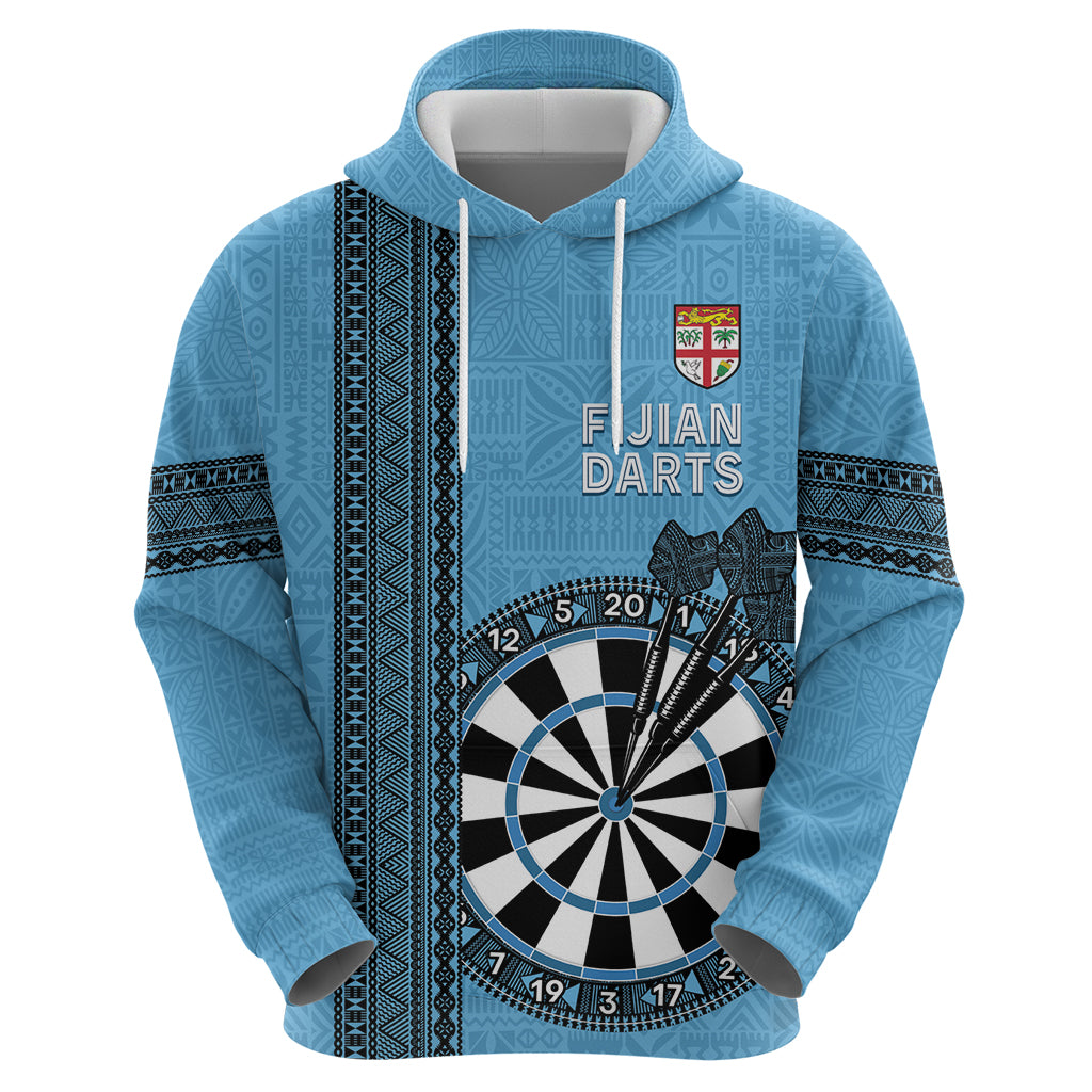Personalised Fiji Darts Zip Hoodie Fijian Tapa Pattern - Blue