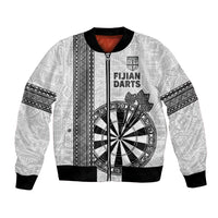 Personalised Fiji Darts Bomber Jacket Fijian Tapa Pattern - White
