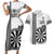 Personalised Fiji Darts Couples Matching Short Sleeve Bodycon Dress and Hawaiian Shirt Fijian Tapa Pattern - White