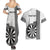 Personalised Fiji Darts Couples Matching Summer Maxi Dress and Hawaiian Shirt Fijian Tapa Pattern - White